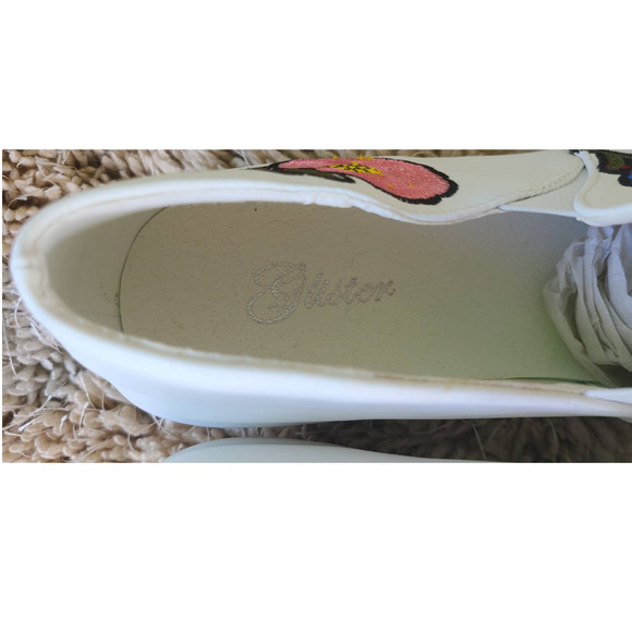 NEW Glister White Platform Floral Embroidered Fashion Slip-On Size 10 - Picture 5 of 8